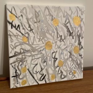 NEW Black and Gold Abstract Artwork (8x8inch Canvas Painting)